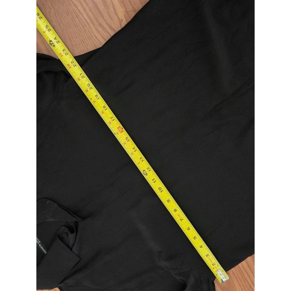Kenneth Cole‎ New York Mens Silk Cotton Blend Dress Shirt Black Hidden Button M